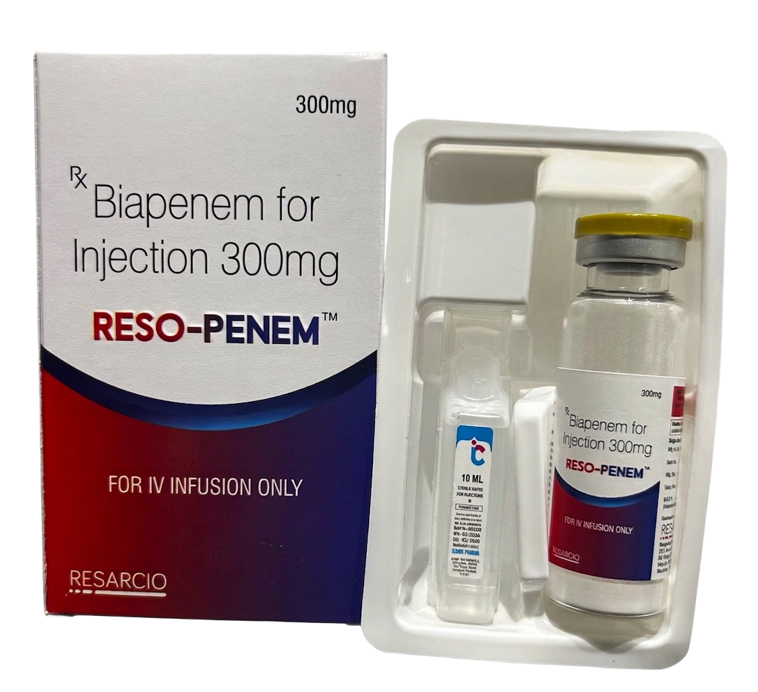 Reso-Penem Biapenem 300mg injection pack and vial